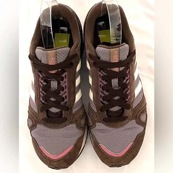 Adidas Vintage Style Brown Gray and Pink Sneakers with White Stripes Size 7.5 - Picture 2 of 9
